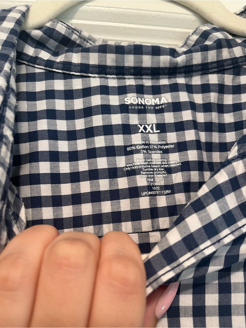 Sonoma Navy & White Gingham Button-Down Shirt - Picture 4 of 4